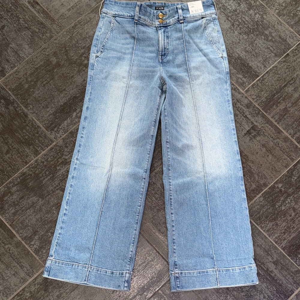 J. Crew Women’s Trouser Petite Light Blue Wide-Leg Jeans NWT Sold out online! - Picture 4 of 10
